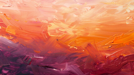 Layers of Paint Smoothly Transitioning from Deep Purple to Warm Orange Hues
