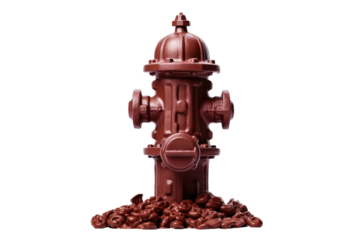 The Lonely Guardian: A Vibrant Fire Hydrant Against a Stark White Canvas on Transparent PNG Background...
