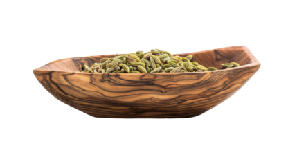 A Wooden Bowl Holding Lush Green Tea Leaves