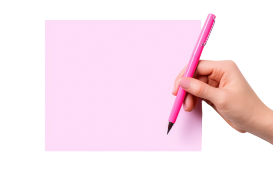 Graceful Pink Pen Dance on Transparent PNG Background...