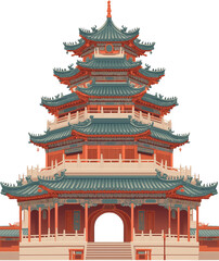 Fototapeta premium 中式建筑，高楼