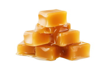 Towering Caramel Delights on Transparent PNG Background...