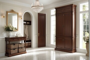 Classic Foyer Design With Floor Mounted Closed Storage