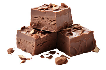 Three Tempting Towers of Fudge Delight on Transparent PNG Background...
