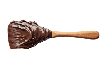 Obraz premium The Sweet Stroke: A Chocolate Brush Delicately Rests on a Blank Canvas on Transparent PNG Background...