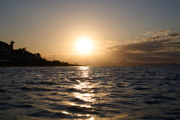 Sunset on Les Bovetes beach, near Denia. Alicante. Valencian Community. Spain