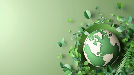 Green background, earth day or environmental protection theme