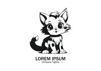 Cat kitten logo icon vector silhouette