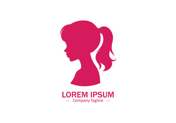 Girl little female logo icon vector silhouette