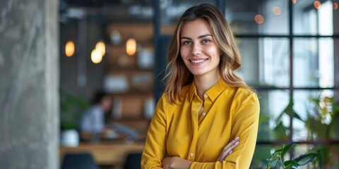 Fototapeta premium female professional confident successful corporate leader woman wearing a suit, ai