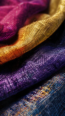 High-Resolution Close-Up Displaying Vivid Textures and Colors of Yarn Dyed Fabric