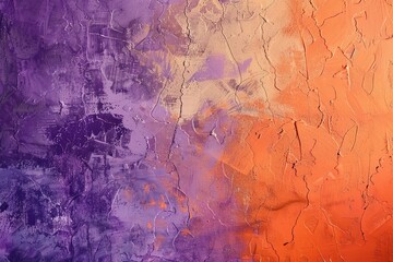 Obraz premium Abstract Texture Orange Purple concrete wall. Copy space. Close-up. Rusty, rough surface, grain. Copy space. Wallpaper elegant antique paint. Luxury label for advertising product display. Wide banner.