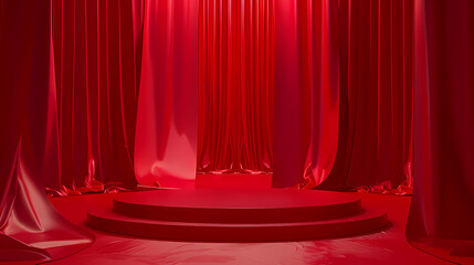 3D rendering red podium