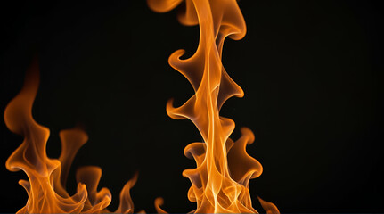 Fire flames on black background, Generative.AI
