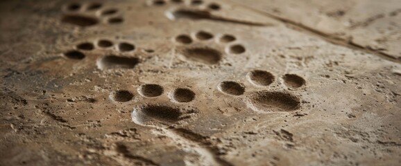 Imprint Of Dog Feet On A Concrete Surface, Capturing A Moment In Time, Standard Picture Mode