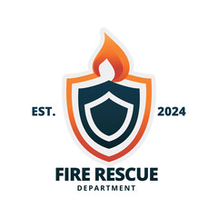 911 Fire shield logo illustration, suitable for fire prevention logo or fire safety logo or fire guard department. Suitable for T-shirt, Badge, Emblem, print, identity. Isolated and editable color