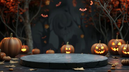 podium with halloween concept