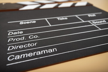 Film industry, motion picture, action sequence, clapboard moment.