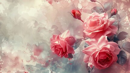 Beautiful banner with image of rose flowers, floral concept, gift card