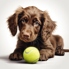 Cute Dog with a tennis ball