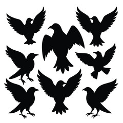 Set of Argentavis Magnificens black Silhouette Vector on a white background