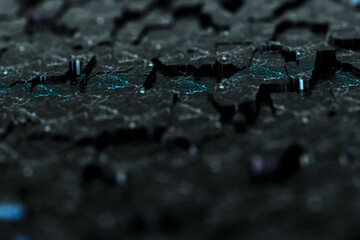black 3d abstract background textured wallpaper with depth of field