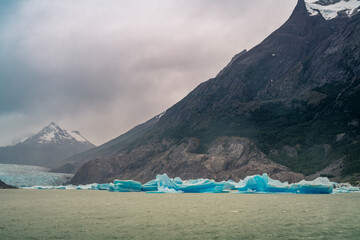 Grey glacier in Torres del Paine National Park, in Chilean Patagonia