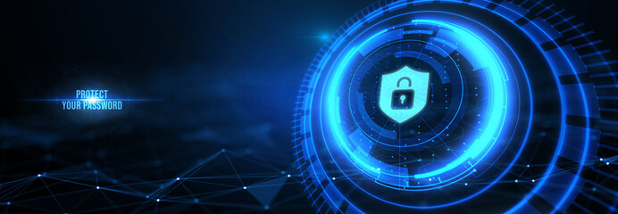 Secure internet access and personal information security. PROTECT YOUR PASSWORD. 3d illustration