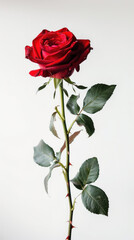 Fototapeta premium a beautiful red rose in on a white background