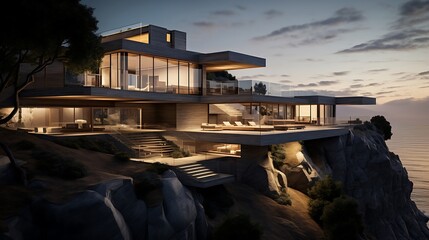 Fototapeta premium Architectural Opulence: Portrayal of a Villa