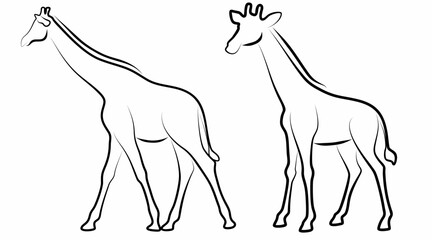 Giraffe Konturen Zeichnungen Line Art collection, isolated on white background