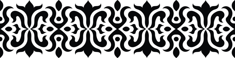 Ethnic border ornament pattern. Geometric oriental seamless pattern. Vintage element vector illustration. Baroque Floral Aztec tribal. Design for frame, textile, fabric, clothing, carpet, background.