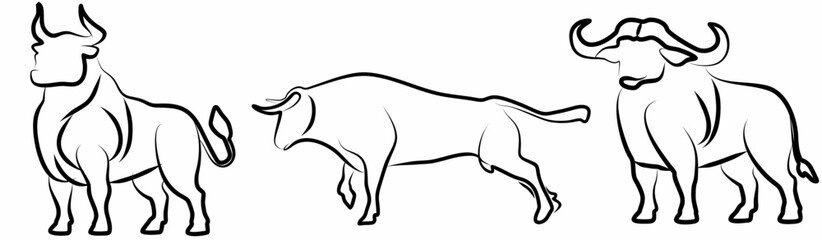 collection of bull logo vector design silhouette illustrations
