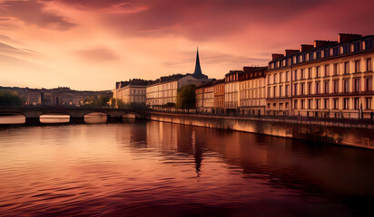 Obraz premium city at sunset