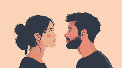 Man and woman looking to each other feeling love vector