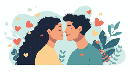 Man and woman looking to each other feeling love vector