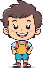 Cute smiling happy face child hand-drawn mascot cartoon character sticker icon concept isolated