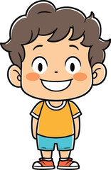 Cute smiling happy face child hand-drawn mascot cartoon character sticker icon concept isolated