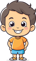 Cute smiling happy face child hand-drawn mascot cartoon character sticker icon concept isolated