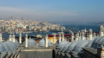 General views of Istanbul city sea Bosphorus bridges mosques day and night