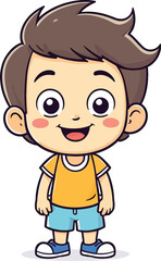 Cute smiling happy face child hand-drawn mascot cartoon character sticker icon concept isolated