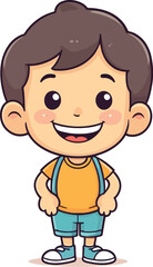 Cute smiling happy face child hand-drawn mascot cartoon character sticker icon concept isolated