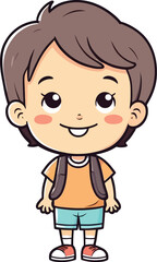 Cute smiling happy face child hand-drawn mascot cartoon character sticker icon concept isolated