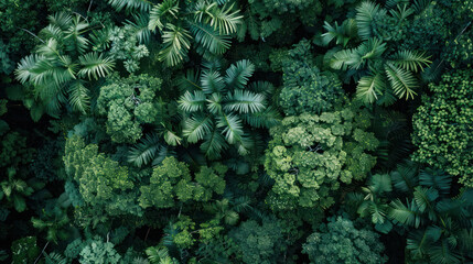 A panoramic view of a dense rainforest canopy from above.
