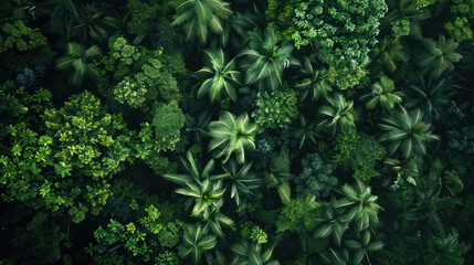 A panoramic view of a dense rainforest canopy from above.