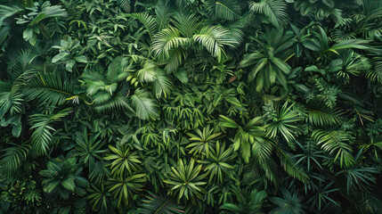 A panoramic view of a dense rainforest canopy from above.