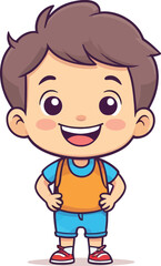 Cute smiling happy face child hand-drawn mascot cartoon character sticker icon concept isolated