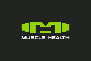 Gym, Fitness, Health, and Medical Related Logo with the Letter MH and Dumbbell.