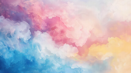 Abstract art of pastel powder clouds blending on a canvas, vibrant and soothing.