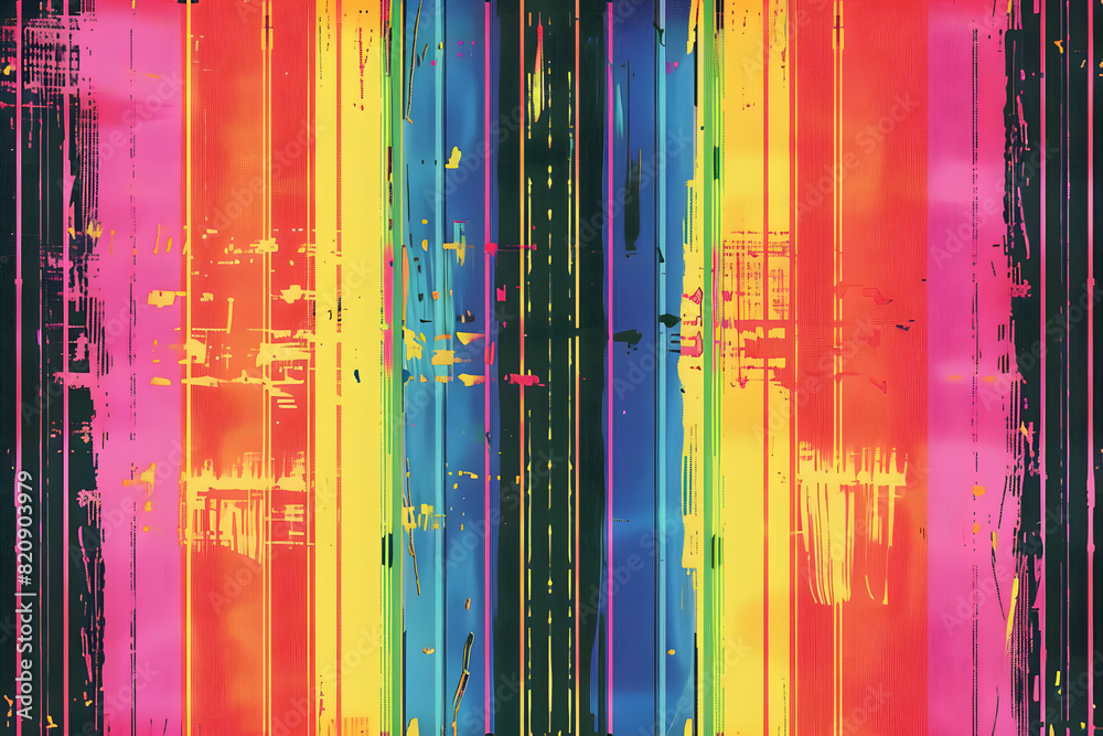 Poster seamless retro colorful rainbow vhs scanlines or tv signal static noise pattern tileable television 